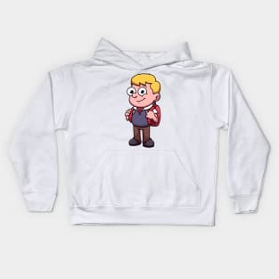 Boy In School Outfit Cartoon Kids Hoodie